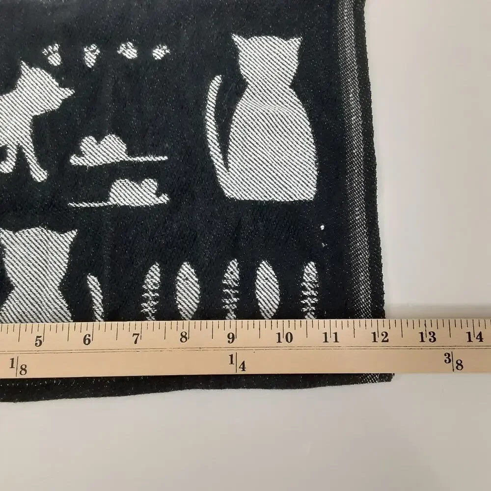 Ekelund Master Weavers Cat Cotton Bamboo Napkin Tapestry Wall Decor Black